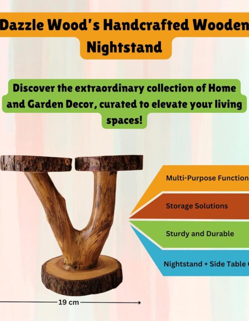 Dazzle Wood Wooden Indoor Flower Pot Nightstand for Home Decor Item (Brown)