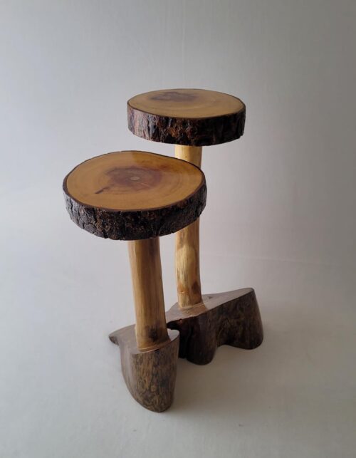 Wooden Side Nightstand Pot, Vase Table for Home Decor (Brown)